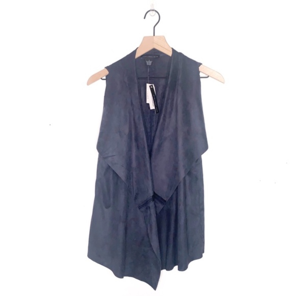 Joan Vass NY Faux Suede Short Sleeve Vest
